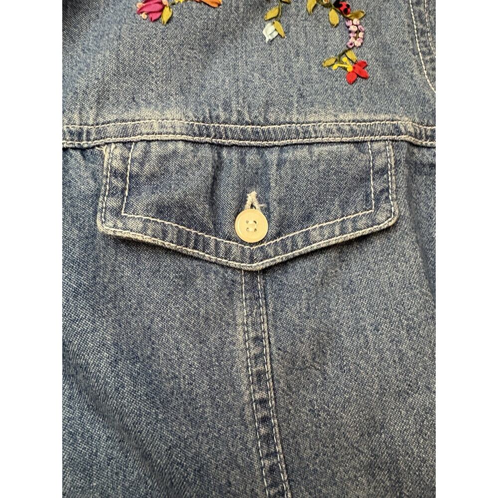 Bill Blass Jeans Denim Shirt Small Collar Long Sleeve Hand Embroidered Cotton! - Picture 6 of 13